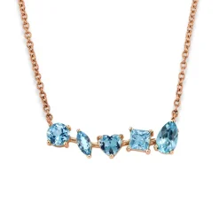 Multi-Shaped Aquamarine Bar Necklace