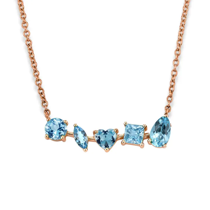 Multi-Shaped Aquamarine Bar Necklace