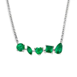Multi-Shaped Emerald Bar Necklace