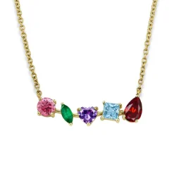 Multi-Shaped Rainbow Bar Necklace