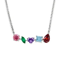 Multi-Shaped Rainbow Bar Necklace