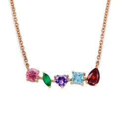 Multi-Shaped Rainbow Bar Necklace
