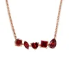 Multi-Shaped Ruby Bar Necklace