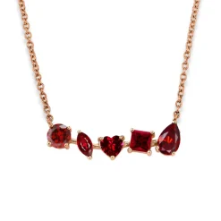 Multi-Shaped Ruby Bar Necklace