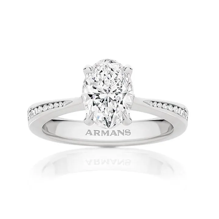 Oval Allure Engagement Ring with Diamond Band