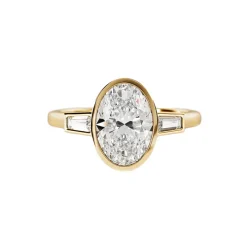 Oval Bezel Set Trilogy Engagement Ring