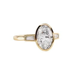 Oval Bezel Set Trilogy Engagement Ring