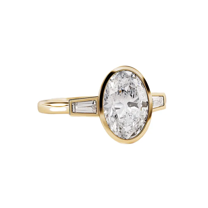Oval Bezel Set Trilogy Engagement Ring