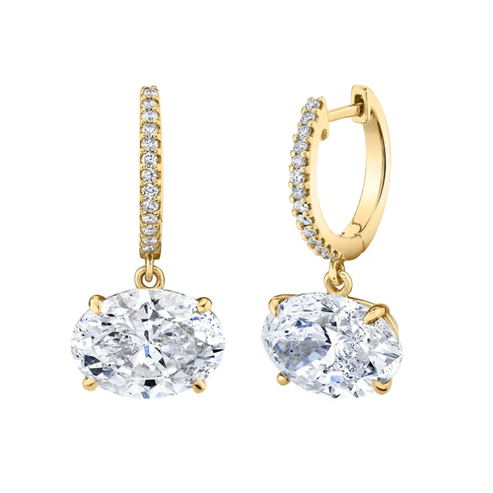 Oval Diamond Dangle Huggies