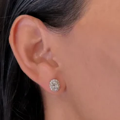 Oval Diamond Halo Studs