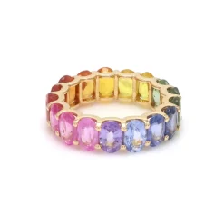 Oval Rainbow Sapphire Eternity Band
