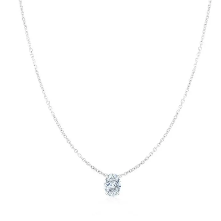 Oval Solitaire Diamond Pendant