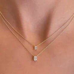 Oval Solitaire Diamond Pendant