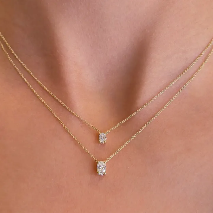 Oval Solitaire Diamond Pendant