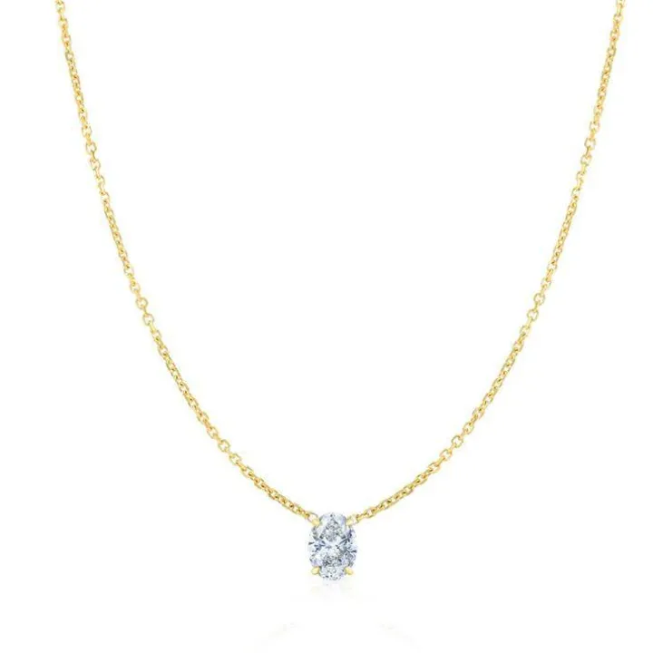 Oval Solitaire Diamond Pendant