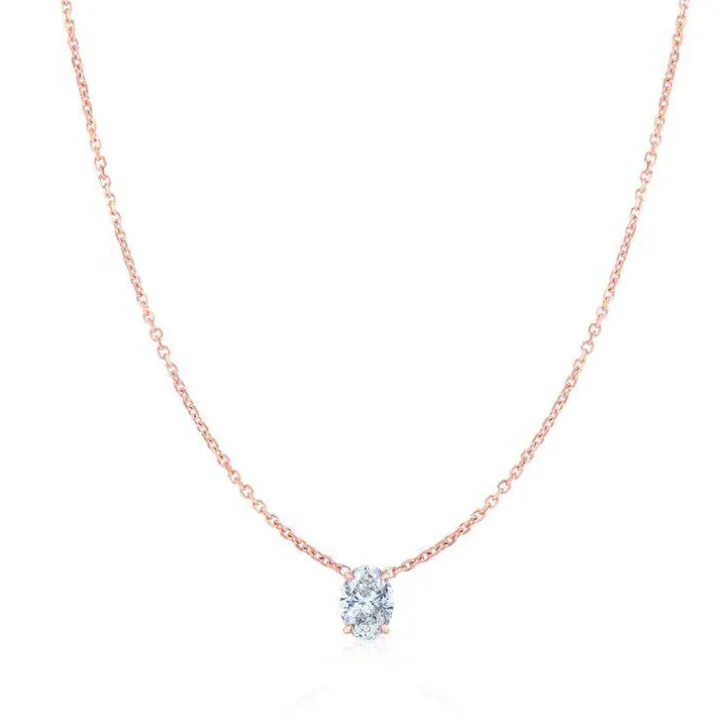 Oval Solitaire Diamond Pendant