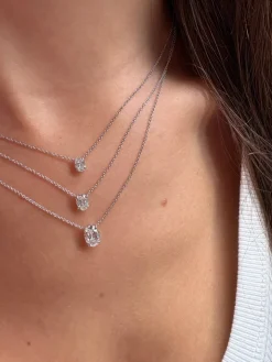 Oval Solitaire Diamond Pendant
