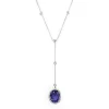 Oval Tanzanite and Diamond Drop Necklace