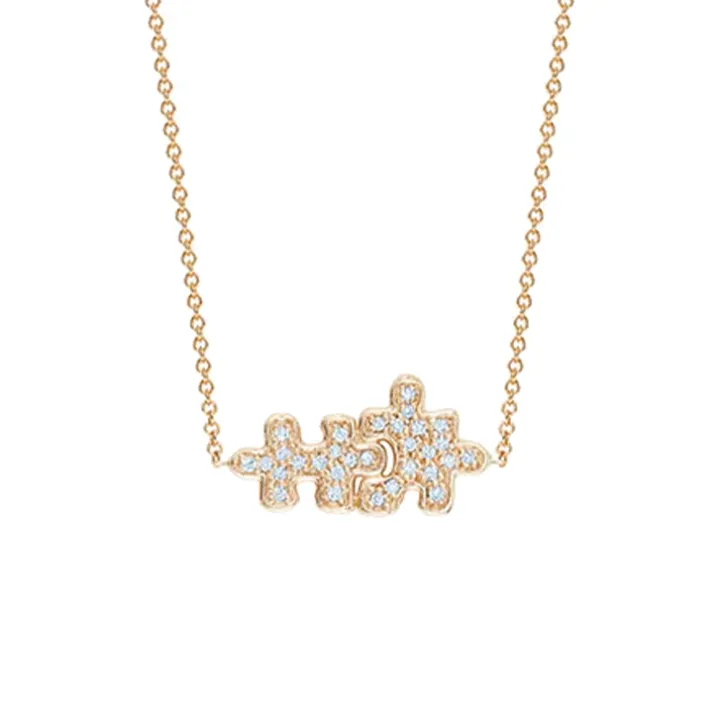 Pavé Diamond Jigsaw Puzzle Necklace