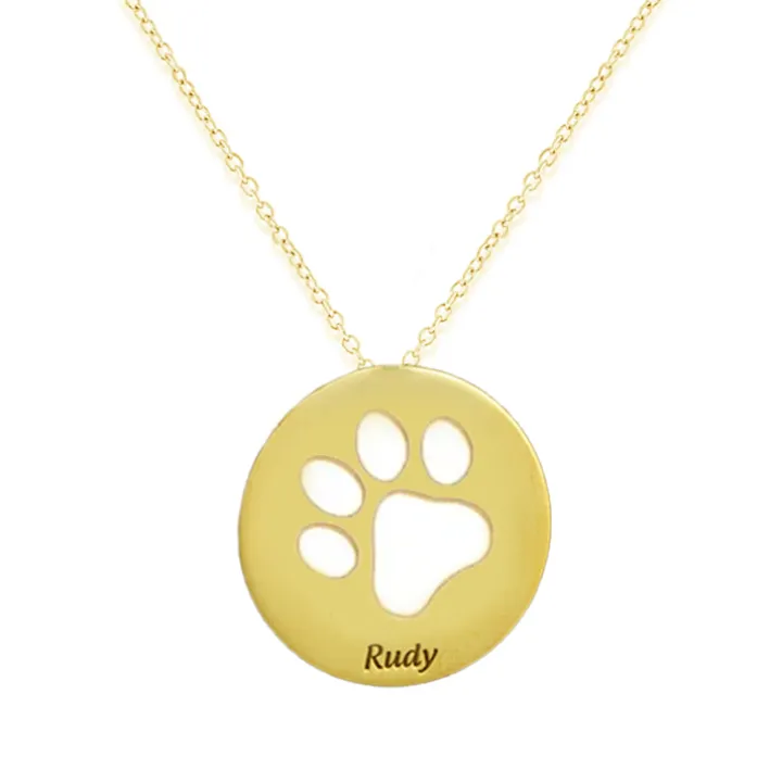 Paw Print Cutout Disc Pendant
