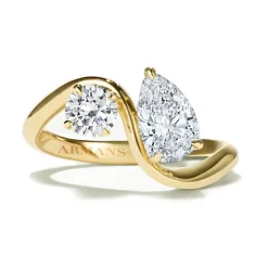 Pear and Round Lab Grown Diamond Twist Ring