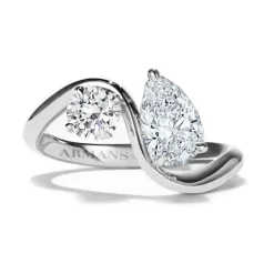 Pear and Round Lab Grown Diamond Twist Ring