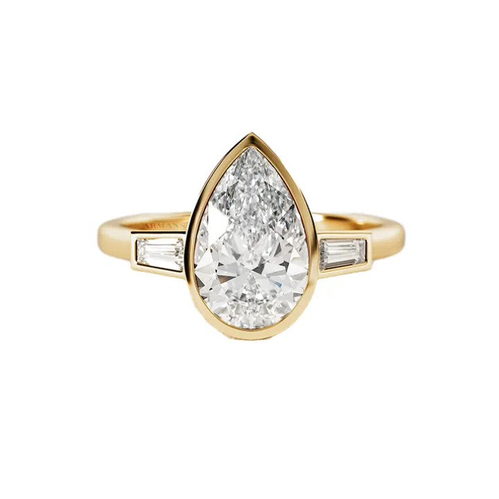 Pear Bezel Set Trilogy Engagement Ring