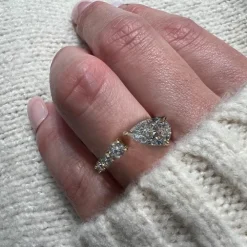 Pear Diamond Split Band Engagement Ring