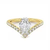 Pear Diamond V Ring with Diamond Band