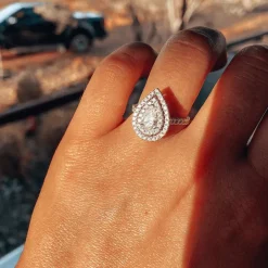 Pear Double Halo Engagement Ring