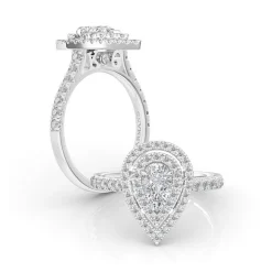 Pear Double Halo Lab Grown Engagement Ring