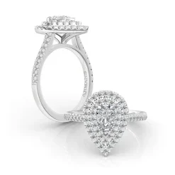 Pear Double Seamless Halo Engagement Ring