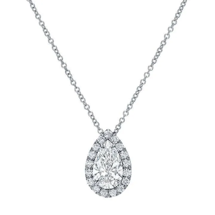 Pear Halo Diamond Pendant
