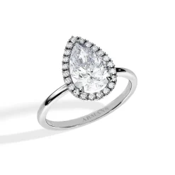 Pear Halo Engagement Ring With Plain Band