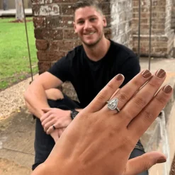 Pear Halo Lab Grown Engagement Ring