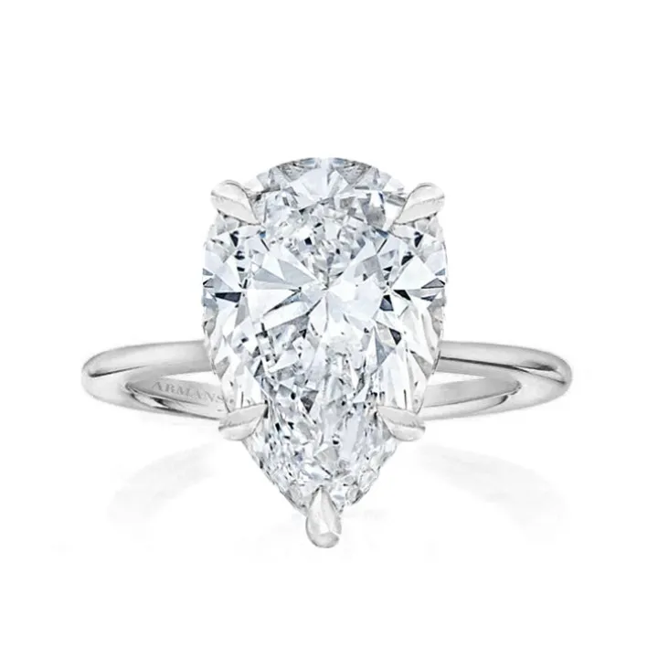 Pear Madison Lab Grown 5 Claw Engagement Ring