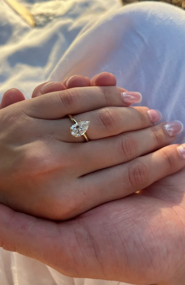 Pear Madison Lab Grown 5 Claw Engagement Ring