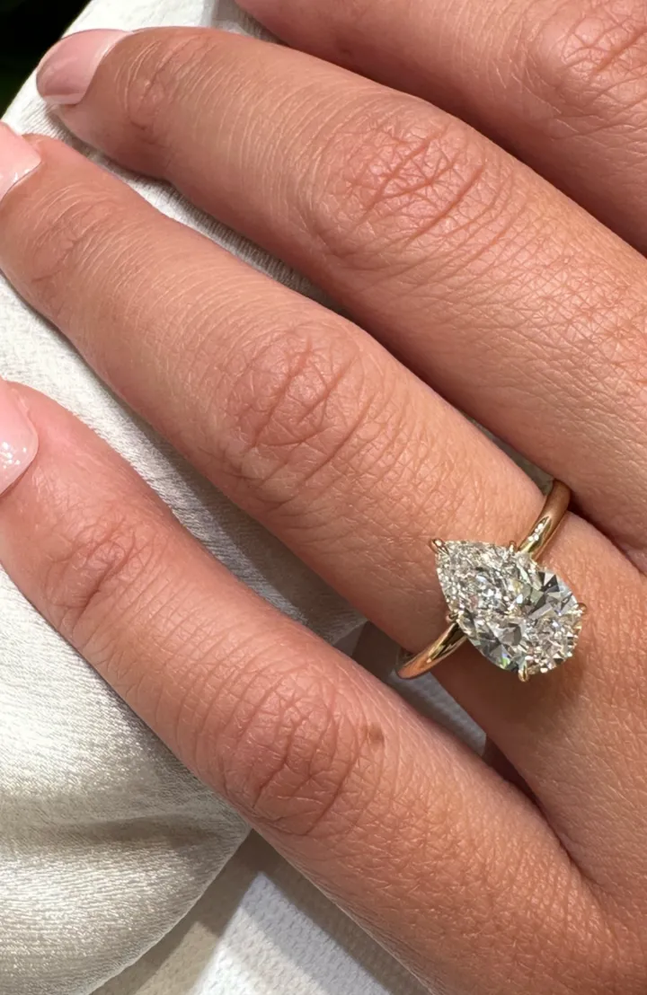 Pear Madison Lab Grown 5 Claw Engagement Ring