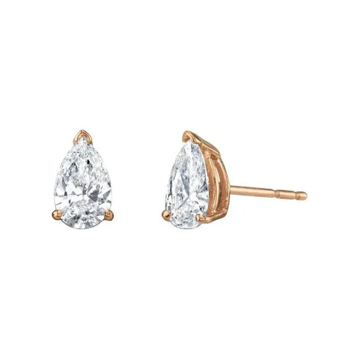 Pear Solitaire Diamond Studs