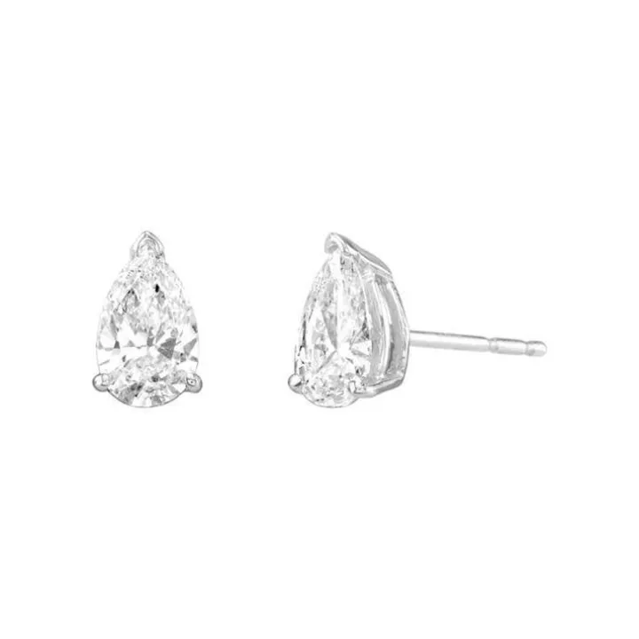 Pear Solitaire Diamond Studs