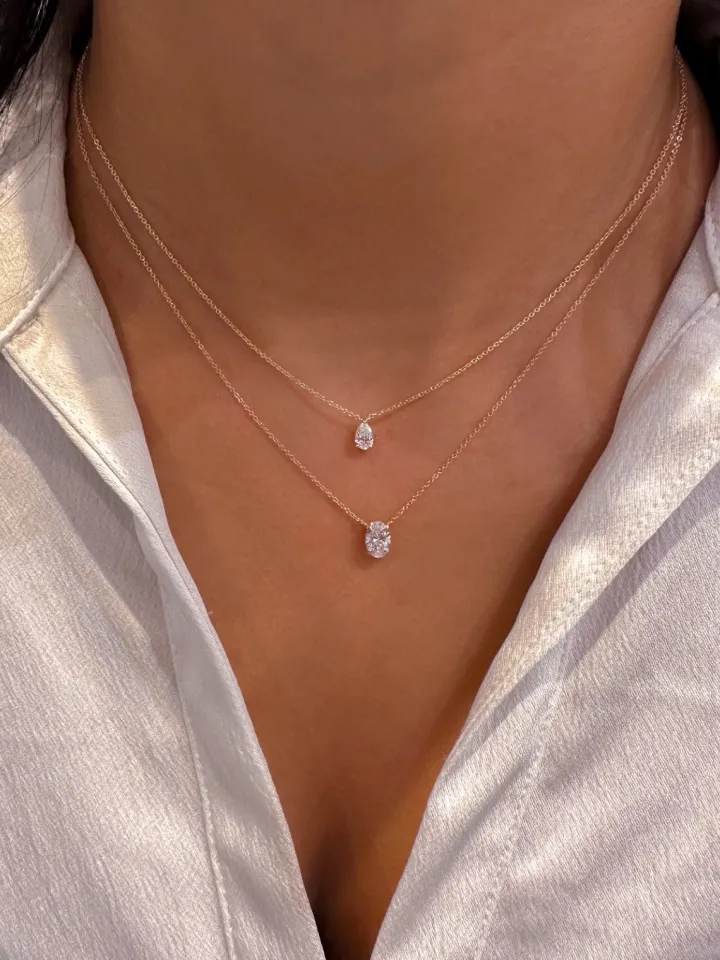 Pear Solitaire Lab Grown Diamond Pendant