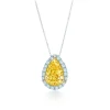 Pear Yellow Diamond Halo Necklace