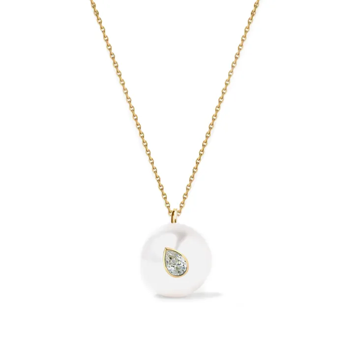 Pearl Bezel Set Pear Oasis Necklace