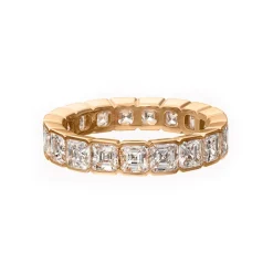Petite Asscher Bezel Set Wedding Band