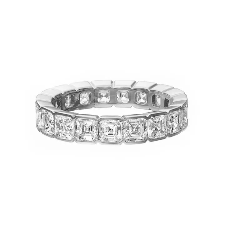Petite Asscher Bezel Set Wedding Band