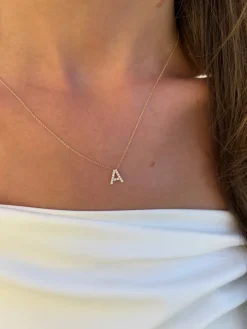 Petite Diamond Initial Letter Pendant