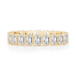 Petite Emerald Bezel Set Wedding Band