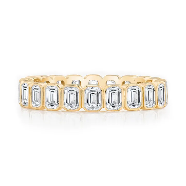 Petite Emerald Bezel Set Wedding Band