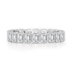 Petite Emerald Bezel Set Wedding Band