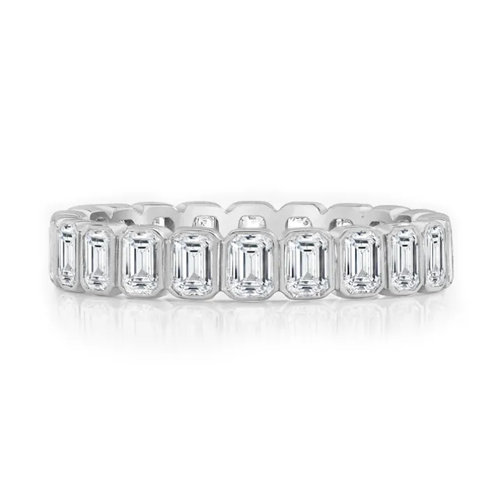 Petite Emerald Bezel Set Wedding Band